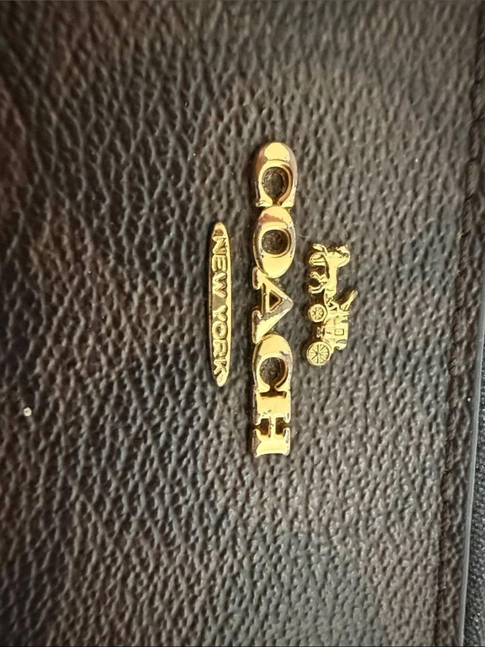 Coach Brown Signature Zip Wallet with Gold Accent